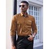 image:imageCOOFANDY Mens Dress Shirt Long Sleeve Casual Button Down Paisley Shirts Party Wedding Dress ShirtBrown