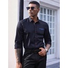 image:imageCOOFANDY Mens Dress Shirt Long Sleeve Casual Button Down Paisley Shirts Party Wedding Dress ShirtNavy