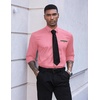 image:imageCOOFANDY Mens Dress Shirt Long Sleeve Casual Button Down Paisley Shirts Party Wedding Dress ShirtPink