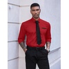 image:imageCOOFANDY Mens Dress Shirt Long Sleeve Casual Button Down Paisley Shirts Party Wedding Dress ShirtRed