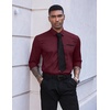image:imageCOOFANDY Mens Dress Shirt Long Sleeve Casual Button Down Paisley Shirts Party Wedding Dress ShirtWine Red
