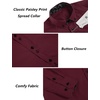 image:imageCOOFANDY Mens Dress Shirt Long Sleeve Casual Button Down Paisley Shirts Party Wedding Dress ShirtWine Red