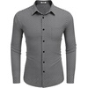 image:imageCOOFANDY Mens Dress Shirts Wrinkle Free Long Sleeve Button Down Shirts Formal Business ShirtBlack Grey Patterned