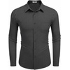 image:imageCOOFANDY Mens Dress Shirts Wrinkle Free Long Sleeve Button Down Shirts Formal Business ShirtWhite Patterned Black