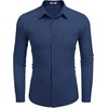image:imageCOOFANDY Mens Dress Shirts Wrinkle Free Long Sleeve Button Down Shirts Formal Business ShirtWhite Patterned Blue