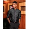 image:imageCOOFANDY Mens Floral Dress Shirt Long Sleeve Slim Fit Wedding Cocktail Shirts for Men Black 3XLarge