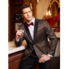 image:imageCOOFANDY Mens Floral Tuxedo Jacket Jacquard Suit Jacket Slim Fit Blazer for Wedding Prom DinnerGolden