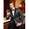 image:imageCOOFANDY Mens Floral Tuxedo Jacket Jacquard Suit Jacket Slim Fit Blazer for Wedding Prom DinnerSilver