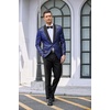 image:imageCOOFANDY Mens Floral Tuxedo Jacket Jacquard Suit Jacket Slim Fit Blazer for Wedding Prom DinnerType02blue