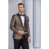 image:imageCOOFANDY Mens Floral Tuxedo Jacket Jacquard Suit Jacket Slim Fit Blazer for Wedding Prom DinnerType02gold