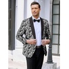 image:imageCOOFANDY Mens Floral Tuxedo Jacket Jacquard Suit Jacket Slim Fit Blazer for Wedding Prom DinnerType02silver