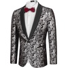 image:imageCOOFANDY Mens Floral Tuxedo Jacket Jacquard Suit Jacket Slim Fit Blazer for Wedding Prom DinnerType02silver