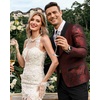 image:imageCOOFANDY Mens Floral Tuxedo Jacket Jacquard Suit Jacket Slim Fit Blazer for Wedding Prom DinnerType02wine Red