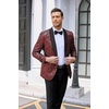 image:imageCOOFANDY Mens Floral Tuxedo Jacket Jacquard Suit Jacket Slim Fit Blazer for Wedding Prom DinnerType02wine Red