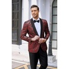 image:imageCOOFANDY Mens Floral Tuxedo Jacket Jacquard Suit Jacket Slim Fit Blazer for Wedding Prom DinnerType02wine Red