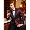 image:imageCOOFANDY Mens Floral Tuxedo Jacket Jacquard Suit Jacket Slim Fit Blazer for Wedding Prom DinnerWine Red