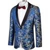 image:imageCOOFANDY Mens Floral Tuxedo Jacket Luxury Embroidered Stylish Suit Blazer Jacket for Wedding Party DinnerDark Blue