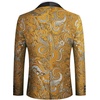 image:imageCOOFANDY Mens Floral Tuxedo Jacket Luxury Embroidered Wedding Blazer Dress Suit for Party DinnerGolden Yellow