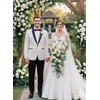 image:imageCOOFANDY Mens Floral Tuxedo Jacket Luxury Embroidered Wedding Blazer Dress Suit for Party DinnerWhite