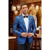 image:imageCOOFANDY Mens Floral Tuxedo Jacket Rose Embroidered Suit Jacket Wedding Prom Dinner Party Blazer01blue