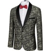 image:imageCOOFANDY Mens Floral Tuxedo Suit Jacket Slim Fit Dinner Jacket Party Prom Wedding Blazer JacketsGolden Paisley Pattern