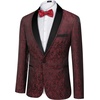 image:imageCOOFANDY Mens Floral Tuxedo Suit Jacket Slim Fit Dinner Jacket Party Prom Wedding Blazer JacketsRed Black
