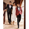 image:imageCOOFANDY Mens Floral Tuxedo Suit Jacket Slim Fit Dinner Jacket Party Prom Wedding Blazer JacketsRed Paisley Pattern