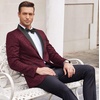 image:imageCOOFANDY Mens Floral Tuxedo Suit Jacket Slim Fit Dinner Jacket Party Prom Wedding Blazer JacketsWine Red