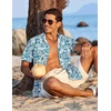 image:imageCOOFANDY Mens Hawaiian Shirt Short Sleeve Button Down Shirts Tropical Floral Summer Beach ShirtsAquamarine  Tropical Leaf