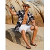 image:imageCOOFANDY Mens Hawaiian Shirt Short Sleeve Button Down Shirts Tropical Floral Summer Beach ShirtsBlack  Palm Leaf