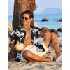 image:imageCOOFANDY Mens Hawaiian Shirt Short Sleeve Button Down Shirts Tropical Floral Summer Beach ShirtsBlack  White Floral