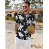 image:imageCOOFANDY Mens Hawaiian Shirt Short Sleeve Button Down Shirts Tropical Floral Summer Beach ShirtsBlack  White Floral