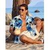 image:imageCOOFANDY Mens Hawaiian Shirt Short Sleeve Button Down Shirts Tropical Floral Summer Beach ShirtsBlue  Coconut Tree