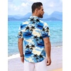 image:imageCOOFANDY Mens Hawaiian Shirt Short Sleeve Button Down Shirts Tropical Floral Summer Beach ShirtsBlue  Coconut Tree