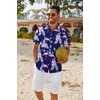 image:imageCOOFANDY Mens Hawaiian Shirt Short Sleeve Button Down Shirts Tropical Floral Summer Beach ShirtsBlue  Flamingo