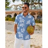 image:imageCOOFANDY Mens Hawaiian Shirt Short Sleeve Button Down Shirts Tropical Floral Summer Beach ShirtsBlue  White Flower