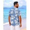 image:imageCOOFANDY Mens Hawaiian Shirt Short Sleeve Button Down Shirts Tropical Floral Summer Beach ShirtsBlue  White Flower