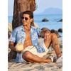 image:imageCOOFANDY Mens Hawaiian Shirt Short Sleeve Button Down Shirts Tropical Floral Summer Beach ShirtsBlue  White Flower