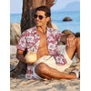 image:imageCOOFANDY Mens Hawaiian Shirt Short Sleeve Button Down Shirts Tropical Floral Summer Beach ShirtsDusty Pink  White Floral