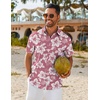 image:imageCOOFANDY Mens Hawaiian Shirt Short Sleeve Button Down Shirts Tropical Floral Summer Beach ShirtsDusty Pink  White Floral