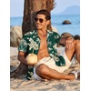image:imageCOOFANDY Mens Hawaiian Shirt Short Sleeve Button Down Shirts Tropical Floral Summer Beach ShirtsGreen  Tropical Style