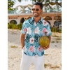 image:imageCOOFANDY Mens Hawaiian Shirt Short Sleeve Button Down Shirts Tropical Floral Summer Beach ShirtsLight Aqua  Tropical Floral