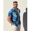 image:imageCOOFANDY Mens Hawaiian Shirt Short Sleeve Button Down Shirts Tropical Floral Summer Beach ShirtsLight Blue  Island Scenery