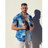 image:imageCOOFANDY Mens Hawaiian Shirt Short Sleeve Button Down Shirts Tropical Floral Summer Beach ShirtsLight Blue  Island Scenery