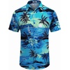 image:imageCOOFANDY Mens Hawaiian Shirt Short Sleeve Button Down Shirts Tropical Floral Summer Beach ShirtsLight Blue  Island Scenery