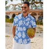 image:imageCOOFANDY Mens Hawaiian Shirt Short Sleeve Button Down Shirts Tropical Floral Summer Beach ShirtsLight Blue  White Floral