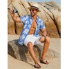 image:imageCOOFANDY Mens Hawaiian Shirt Short Sleeve Button Down Shirts Tropical Floral Summer Beach ShirtsLight Blue  White Floral