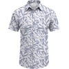 image:imageCOOFANDY Mens Hawaiian Shirt Short Sleeve Button Down Shirts Tropical Floral Summer Beach ShirtsLight Gray  Leaf