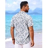 image:imageCOOFANDY Mens Hawaiian Shirt Short Sleeve Button Down Shirts Tropical Floral Summer Beach ShirtsLight Gray  Leaf