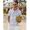 image:imageCOOFANDY Mens Hawaiian Shirt Short Sleeve Button Down Shirts Tropical Floral Summer Beach ShirtsLight Gray  Leaf